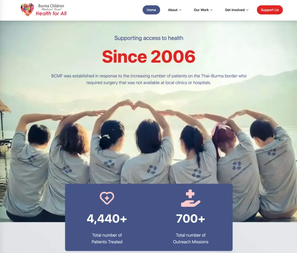 Burma Children Medical Fund (BCMF) website image