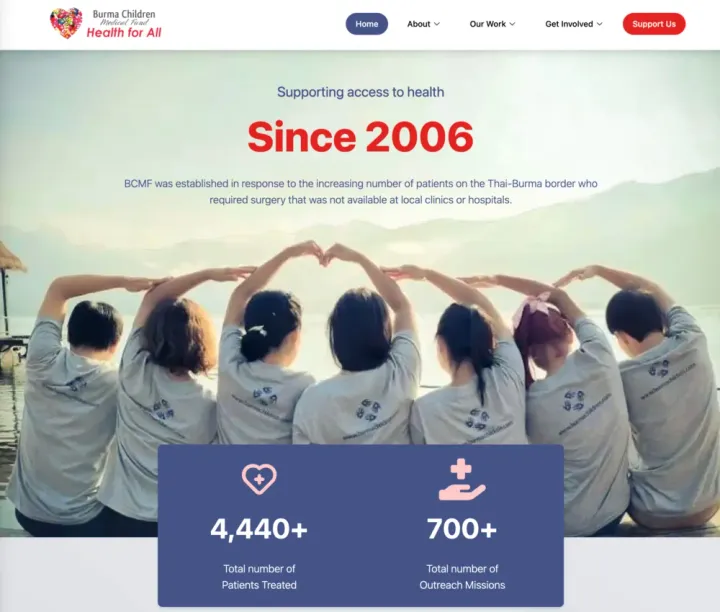 Burma Children Medical Fund (BCMF) website image